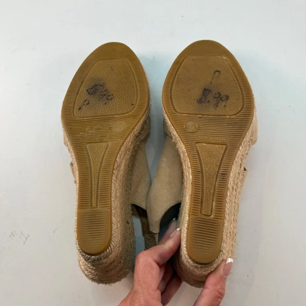 Kanna Espadrille Wedge Suede Sandals Size 40 / US 9 Women's Tan/Beige